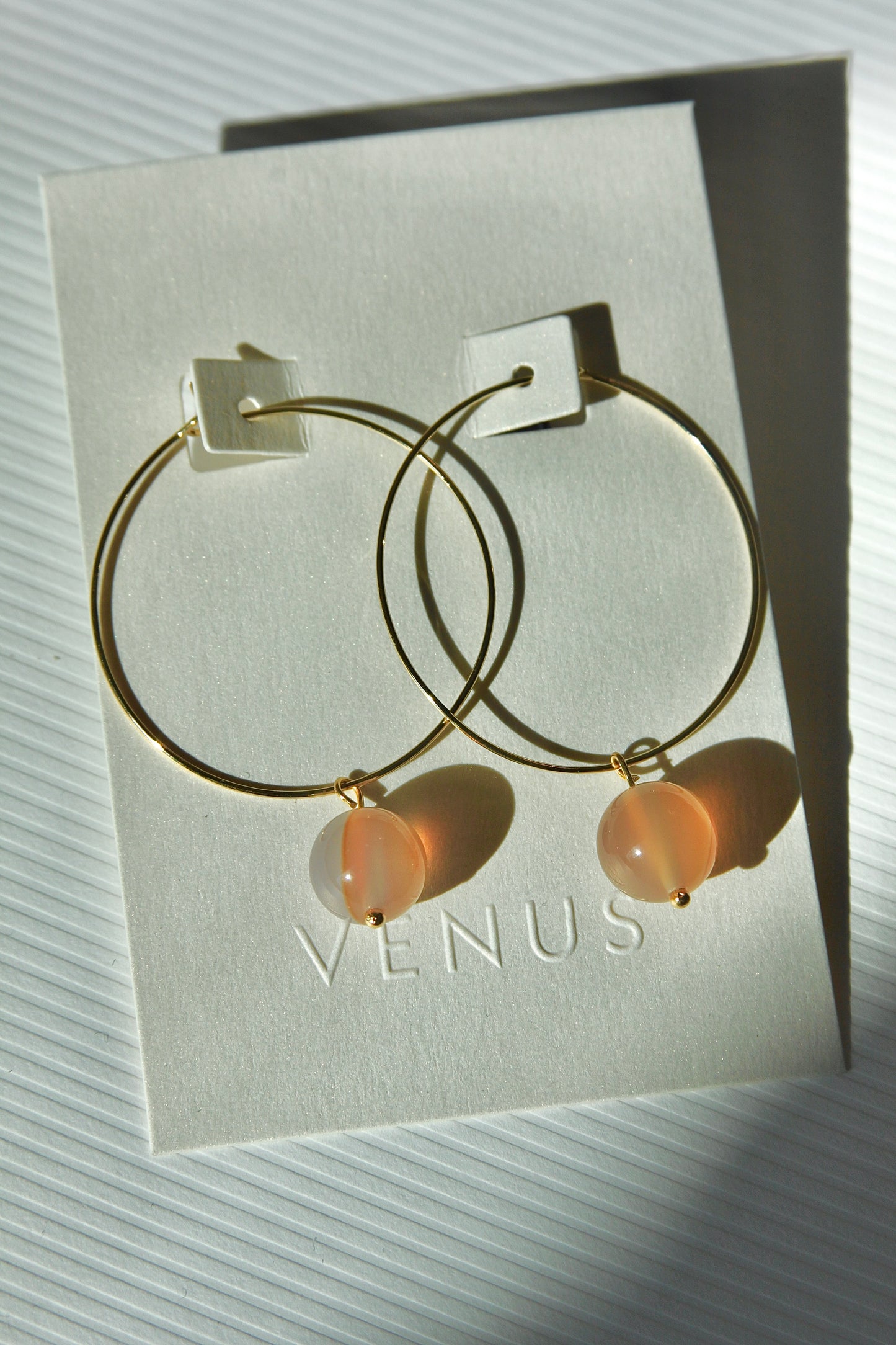 Orange Agate Skinny Hoops