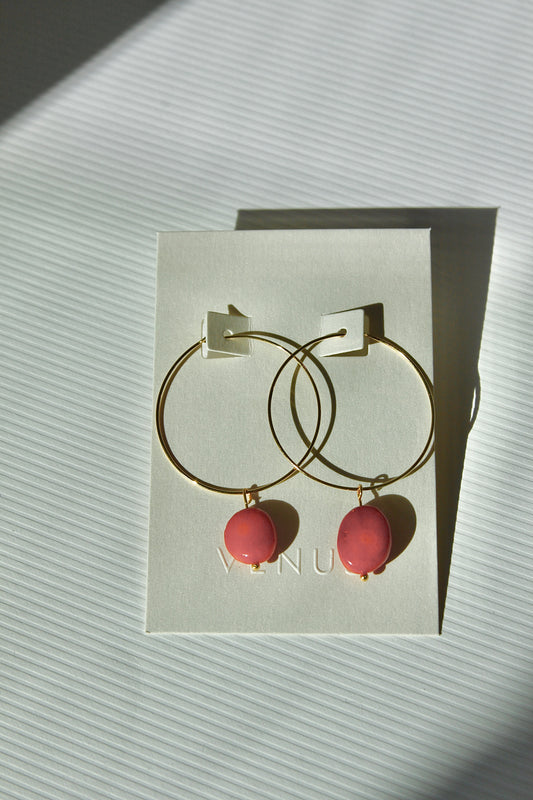 Coral Skinny Hoops