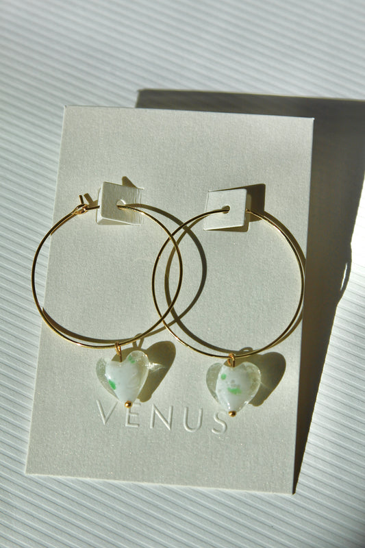 Polka-Heart Skinny Hoops